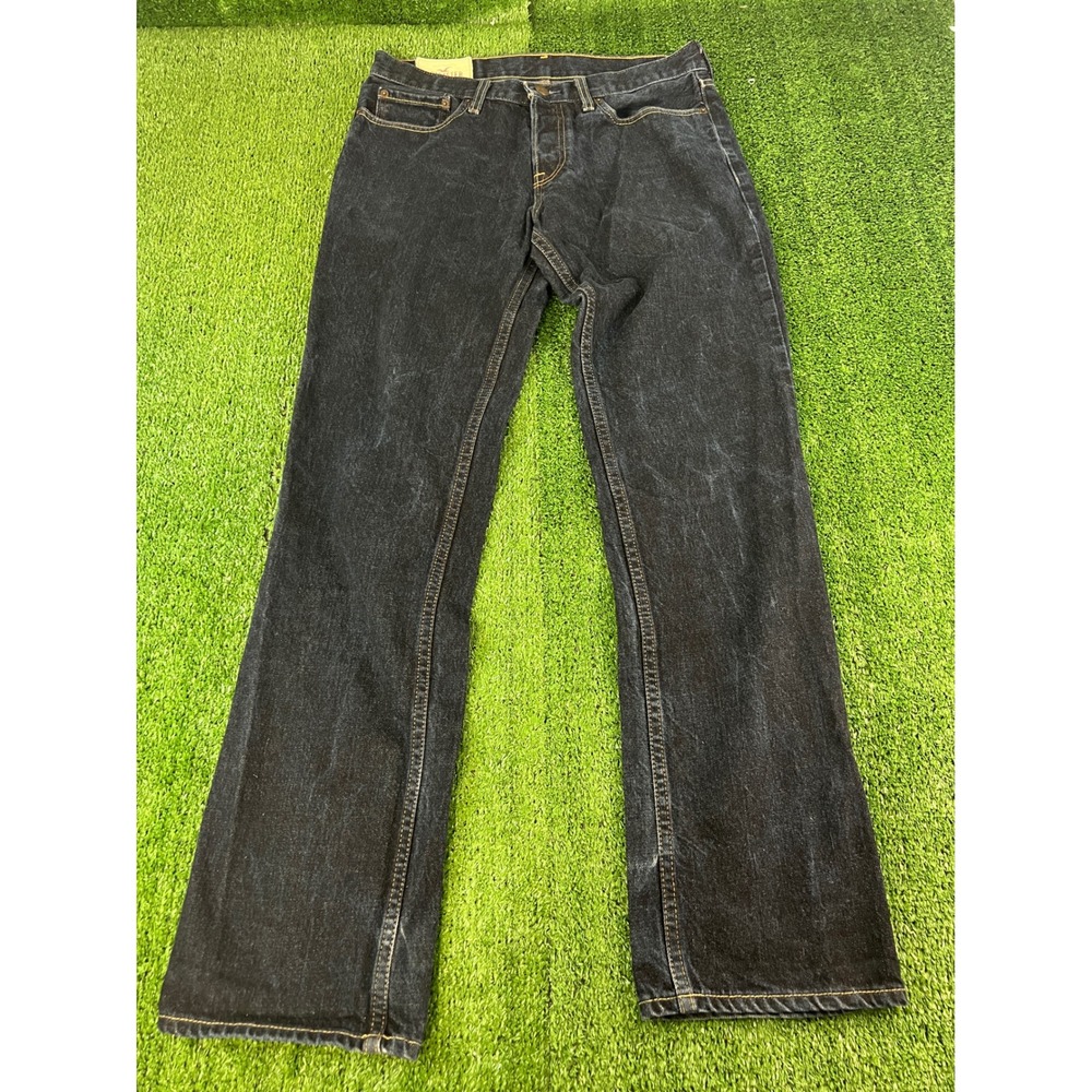 Hollister Classic Straight Leg Dark Wash Denim Jeans‎ Mens 32x32 Button Fly Blue